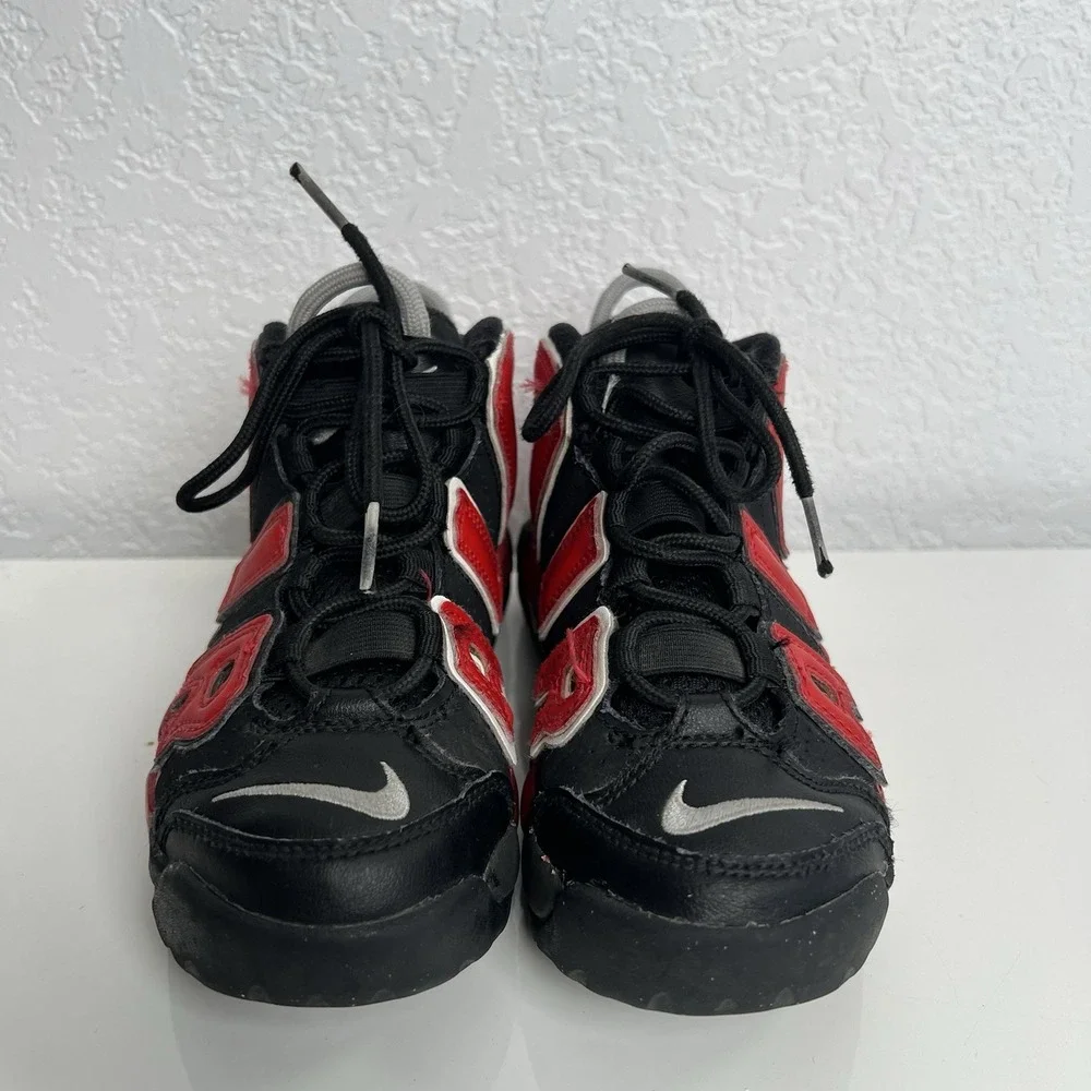 Nike Air More Uptempo PS Black University Red Kids Sneakers Sz 1.5Y Child